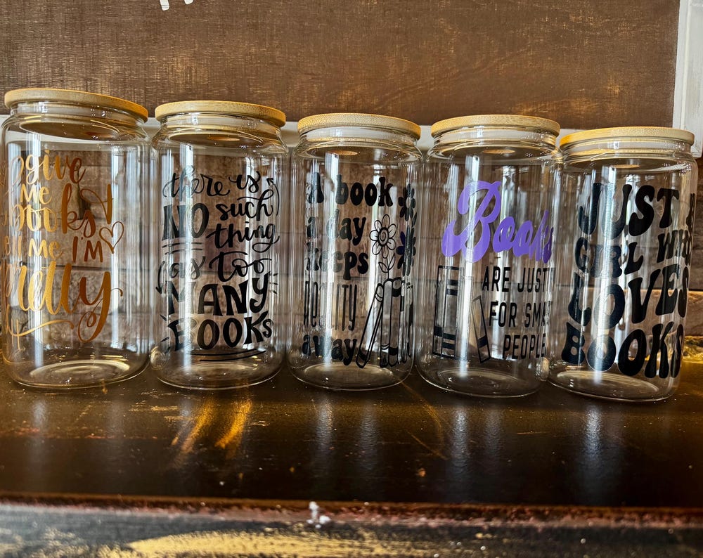 Bookish Inspired Glass- Gift for book lovers